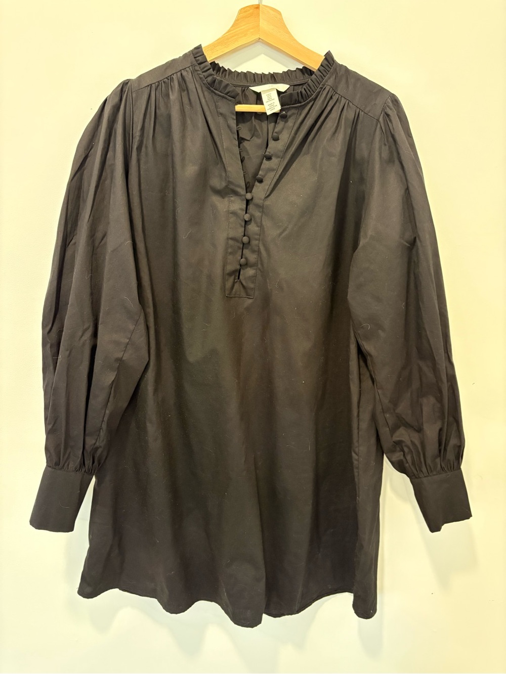 H&M Black Long-Sleeve Button Placket Casual Shirt